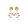 925 Sterling Silver Earrings, Black Rutile Gemstone Gold Earrings For Women